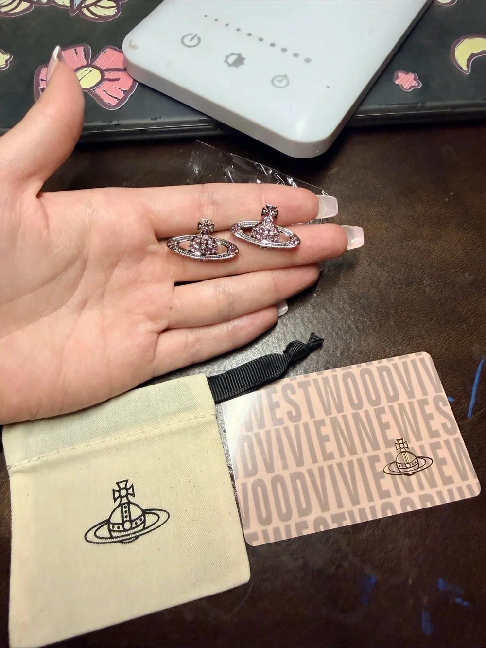 Vivienne Westwood Pink Crystal Orb Earrings